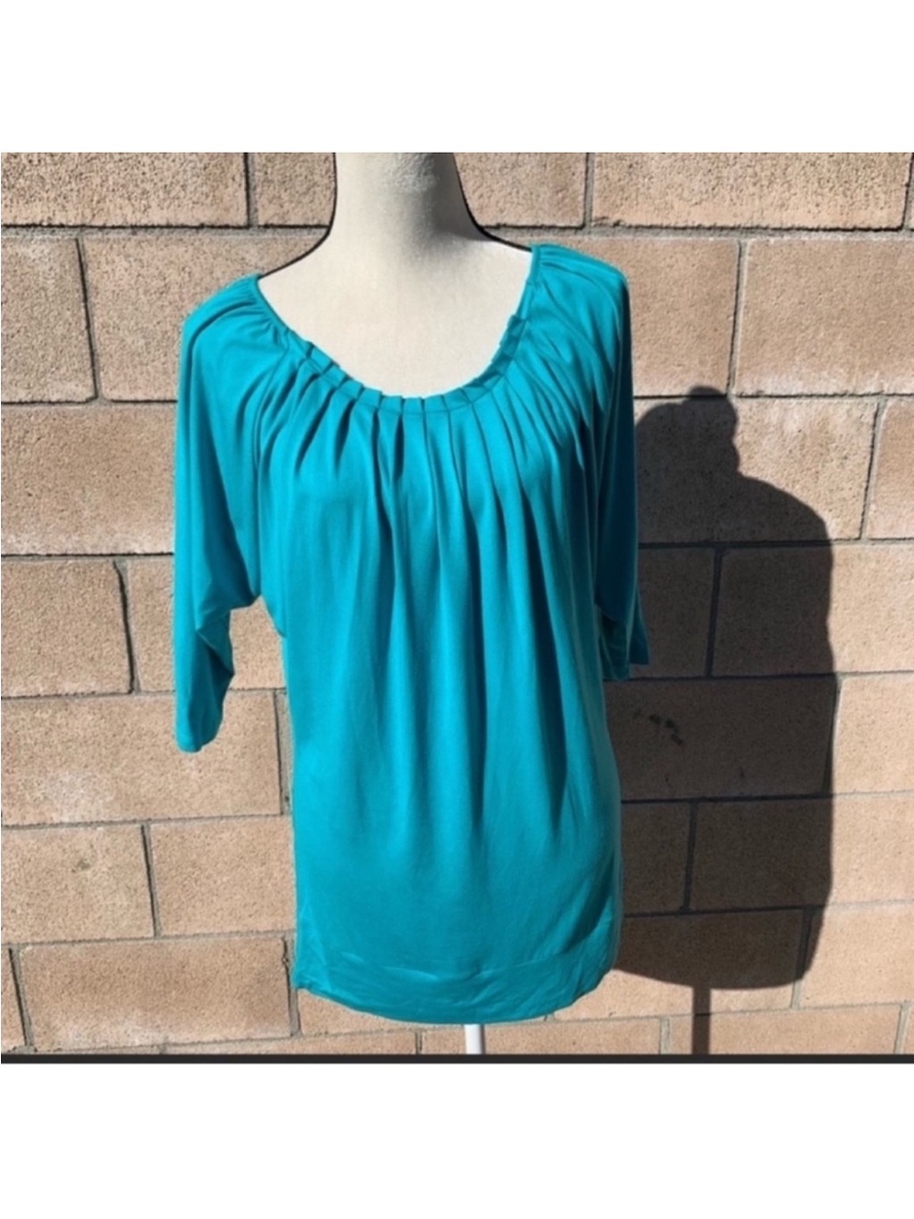 Women's Teal Gathered-elbow SleevesTop